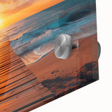 Large abstract wall art of Palm Beach with mid-century modernist style in vibrant colors, ideal for dining room ambiance.