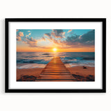 Extra large abstract art print depicting a colorful, textured Florida Palm Beach scenery on a framed canvas.