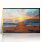 Mid-century modernist art of Palm Beach scenery in vibrant colors on a framed acrylic, ideal for modern art wall decor.