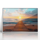 Art deco poster of Palm Beach with pastel colors on framed acrylic, suitable for nursery wall art.