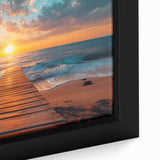 Framed canvas of a textured Florida palm beach scene in black with colorful accents, suitable for living room decor.