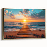 Framed canvas featuring a vintage-style landscape painting of Palm Beach with muted gold and black tones.