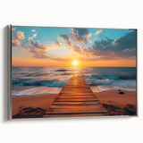 Framed canvas featuring a vintage-style landscape art painting of Palm Beach with colorful art palette.