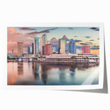 Extra large rolled print of Tampa scenery with vibrant floral accents, ideal for art wall dining room or bathroom.