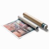 Extra large rolled print of Tampa scenery in soft pastel shades, ideal for classy bathroom wall art.