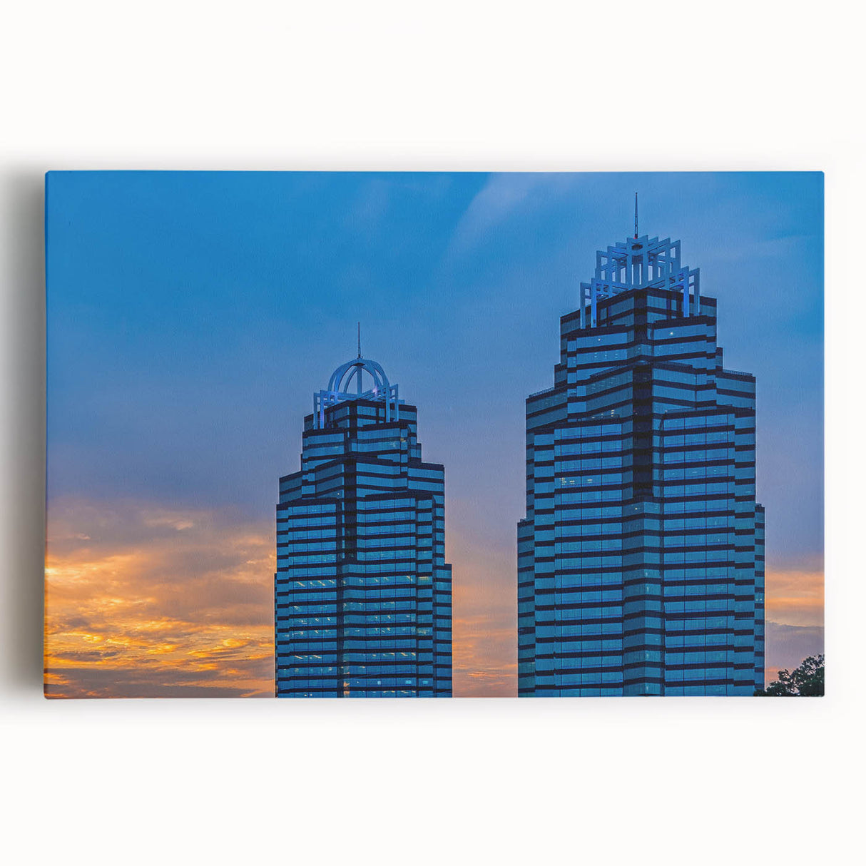 Black and white Atlanta skyline on stretched canvas, ideal for kitchen wall art.
