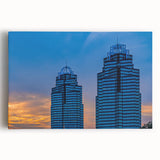 Black and white Atlanta skyline on stretched canvas, ideal for kitchen wall art.