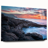 Large abstract wall art of Kauai’s lush landscapes, printed on acrylic glass, ideal for bedroom or dining room decor.