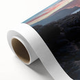 Art deco poster of Kauai landscape in pastel hues on rolled canvas, ideal for nursery wall art.
