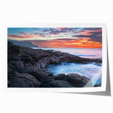 Lush Hawaiian landscape with vibrant green tones on a rolled canvas, suitable for art wall dining room.