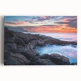 Black and white photograph of Kauai landscape on stretched canvas, ideal for kitchen art.
