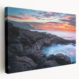 Large canvas print of a vibrant Kauai landscape, ideal for kitchen wall art.