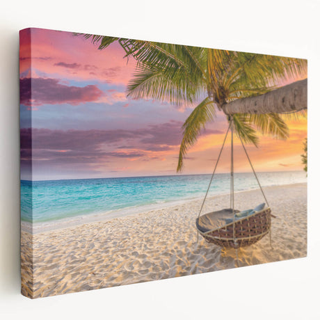 Panoramic view of Oahu's coastline on a stretched canvas, featuring vivid blue and green tones, ideal for kitchen wall art.