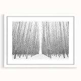 Abstract art print of Idaho scenery in muted earth tones, framed with a white mat, suitable for dining room decor.
