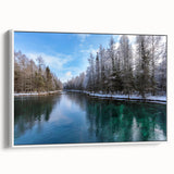 Vintage poster art of Lake Michigan with colorful abstract design on a framed canvas, ideal for living room decor.
