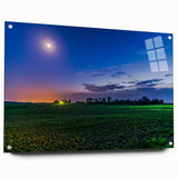 Acrylic print of a large abstract depiction of Indiana scenery in muted earth tones.
