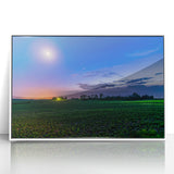 Art deco poster of Indiana scenery, acrylic print in a white frame, ideal for nursery wall decor.