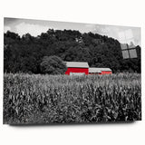 Large abstract wall art depicting Iowa scenery in muted earth tones on acrylic glass.