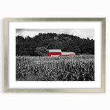 Abstract textured art print depicting Iowa scenery in muted earth tones, framed in silver, ideal for bedroom wall decor.