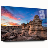 Large abstract wall art of Kansas scenery in muted earth tones on acrylic glass, suitable for bedroom or dining room decor.