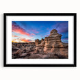 Abstract art print of a colorful Kansas scenery in vibrant hues on a textured, extra-large canvas, framed in black.