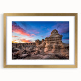 Extra large abstract art print of Kansas scenery in muted earth tones, framed in gold, suitable for living room decor.