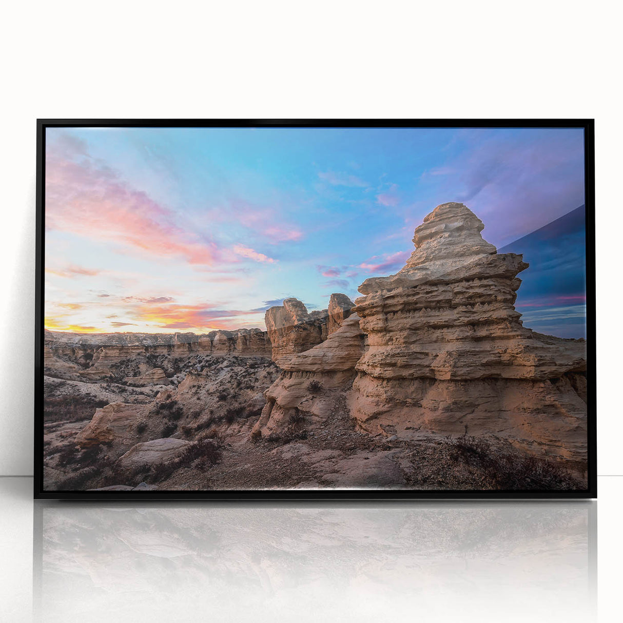 Large abstract wall art of Kansas scenery in muted earth tones on a framed acrylic, suitable for modern living room decor.