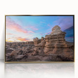 Mid-century modernist Kansas scenery on a large acrylic print with gold framing, suitable for modern art wall decor.