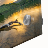 Large abstract wall art depicting Kentucky scenery in mid-century modernist style on acrylic glass.