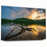 Large abstract wall art on acrylic glass depicting the Kentucky landscape, in soft earth tones.