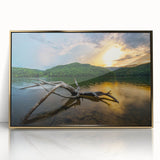 Acrylic print of Kentucky scenery in gold frame, using mid-century modernist style, suited for nursery wall art.