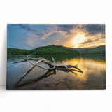 Black and white photograph of a serene Kentucky landscape on stretched canvas, suitable as kitchen wall art or bedroom decor.