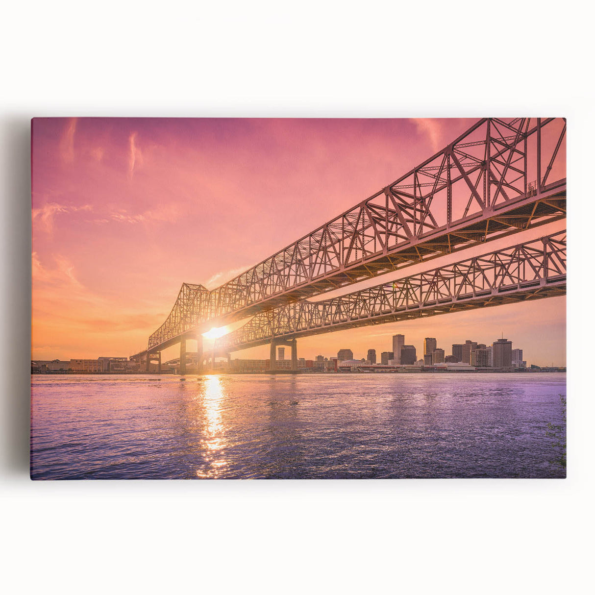 Black and white print of New Orleans street scene on stretched canvas, suitable for kitchen wall art.