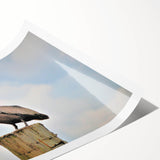 Extra large wall art featuring line art flowers in muted green and white tones on a rolled canvas.