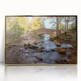 Large abstract wall art depicting Acadia's rugged coastline in muted earth tones on a framed acrylic.