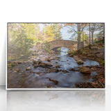 Acadia National Park scenery on a white framed acrylic print with art deco influences, suitable for modern nursery decor.