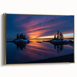 Framed canvas depicting a vintage-style Maine landscape in muted gold and black tones, ideal for bedroom wall decor.