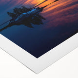 Art deco poster of Maine scenery in muted green and blue tones on rolled canvas, suitable for dining room walls.