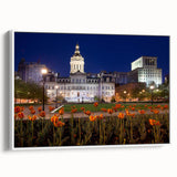 Framed canvas of a vintage Baltimore landscape painting with colorful art on a black background, ideal for living room decor.