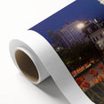 Art Deco poster of Baltimore skyline in pastel shades on rolled canvas, ideal for nursery wall art.