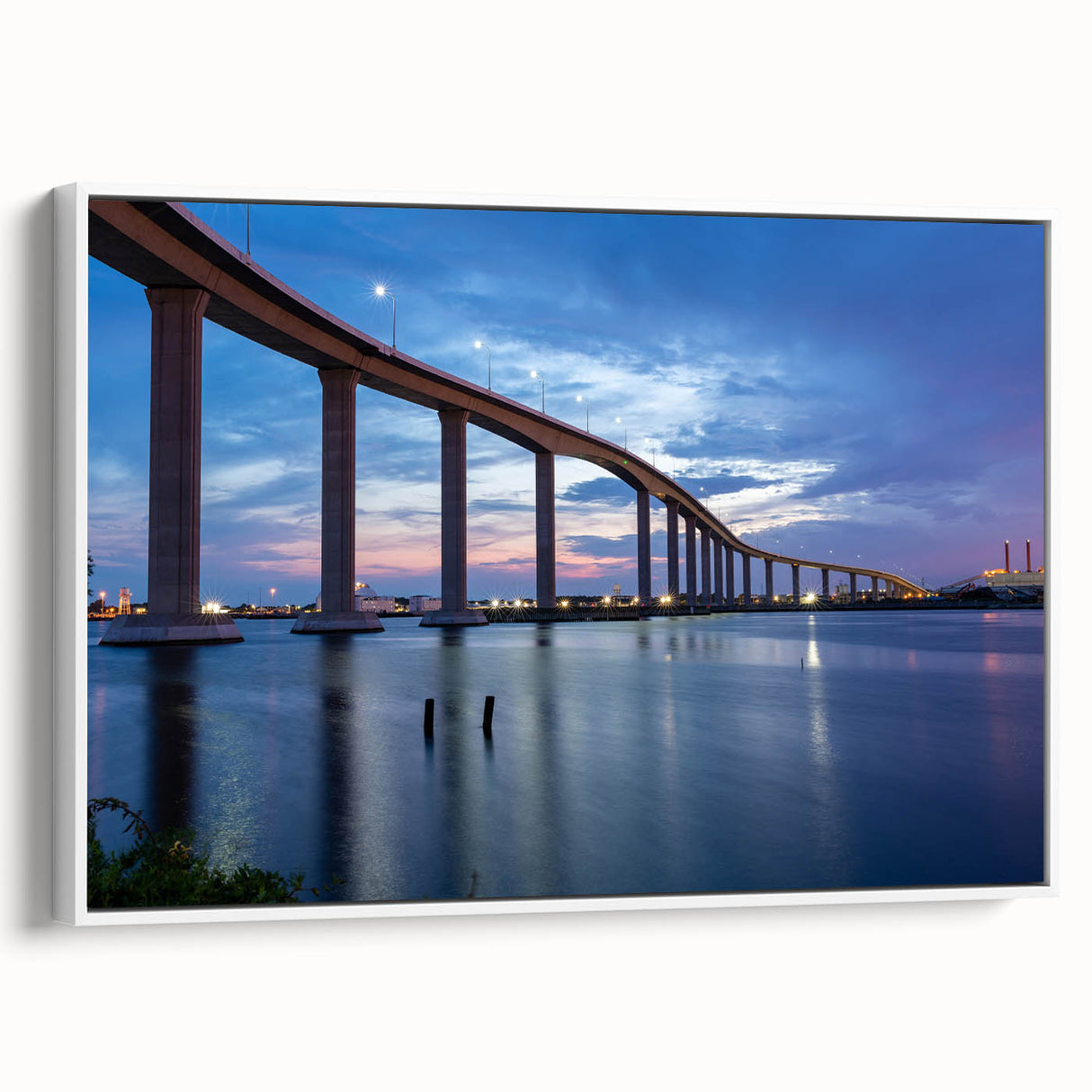 Vintage poster art of Chesapeake Bay with colorful palette on extra large framed canvas, suitable for living room decor.