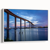 Vintage poster art of Chesapeake Bay with colorful palette on extra large framed canvas, suitable for living room decor.