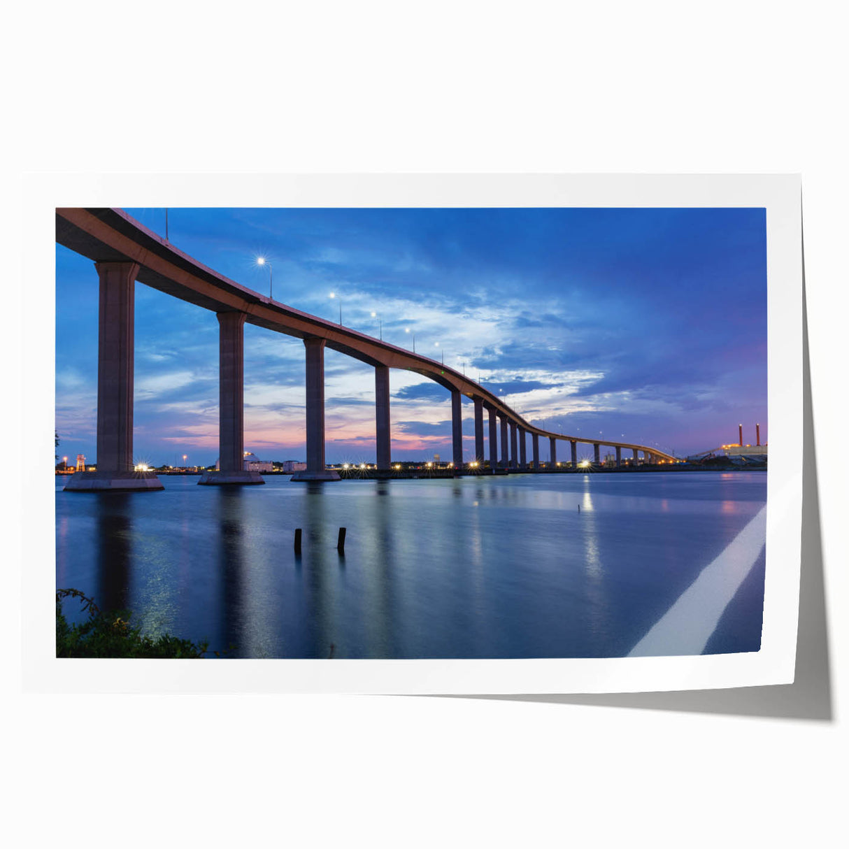 Extra large rolled print of Chesapeake Bay with muted blues and greens, ideal for dining room or bathroom wall art.