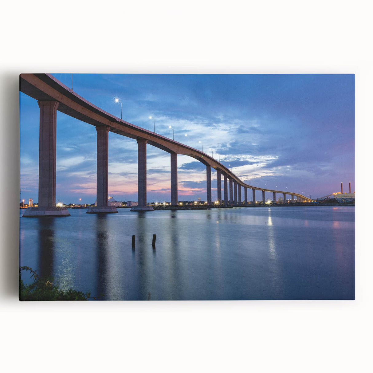 Black and white photo of Chesapeake Bay on large stretched canvas, suitable as kitchen wall art.
