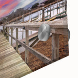 Large abstract wall art of Massachusetts Cape scenery in mid-century modernist style on acrylic glass.