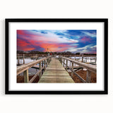 Extra large abstract art print featuring a colorful, textured depiction of Cape Cod, in a black frame with mat.