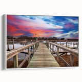 Vintage poster art of Cape Cod with colorful, muted tones on extra large framed canvas, ideal for living room decor.