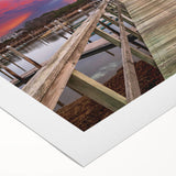 Art deco poster of Massachusetts Cape scenery in muted blue and green tones on rolled canvas.