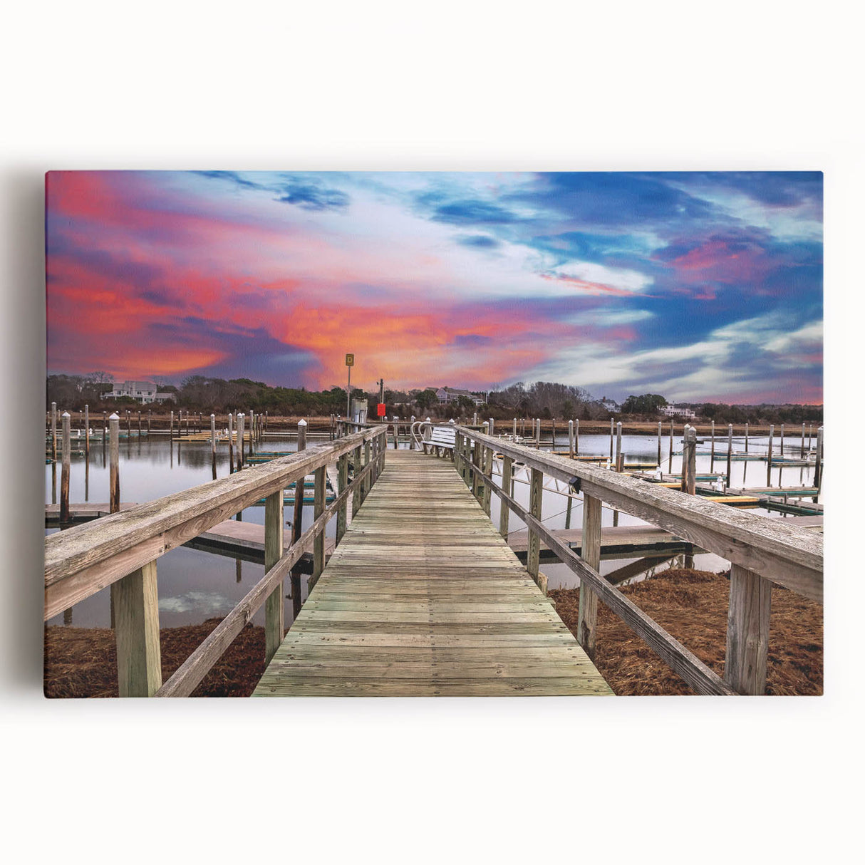 Black and white stretched canvas of Cape Cod scenery, ideal for kitchen wall art.