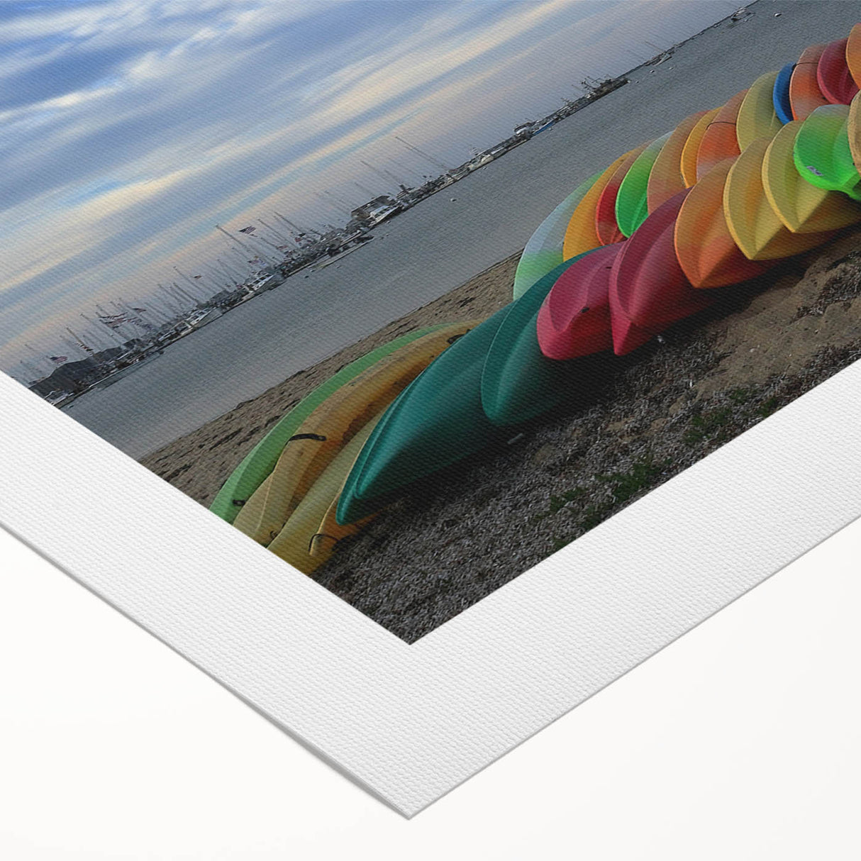 Art deco poster of a serene Nantucket landscape in soft pastel shades on rolled canvas, ideal for dining room decor.